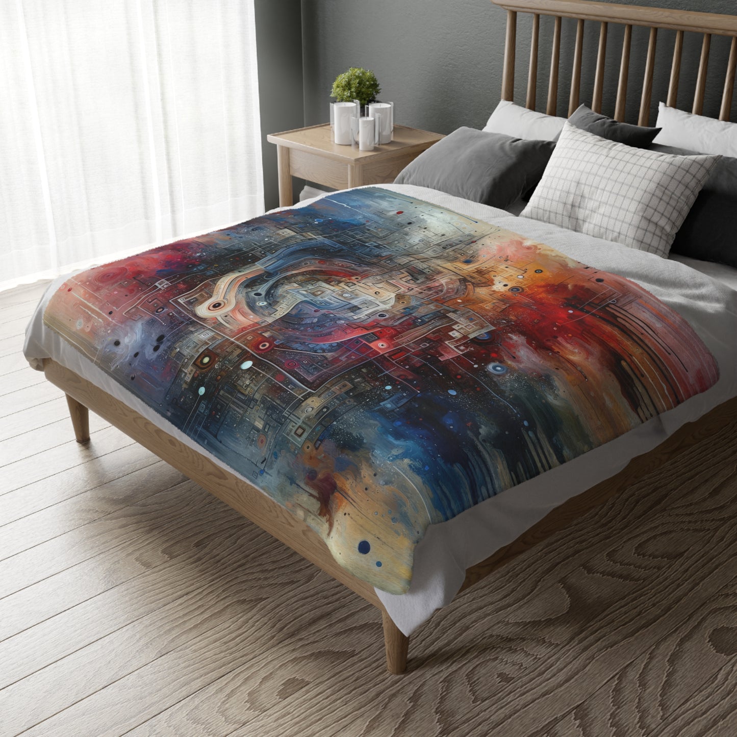 Awareness Algorithm Tachism Velveteen Microfiber Blanket (Two-sided print)