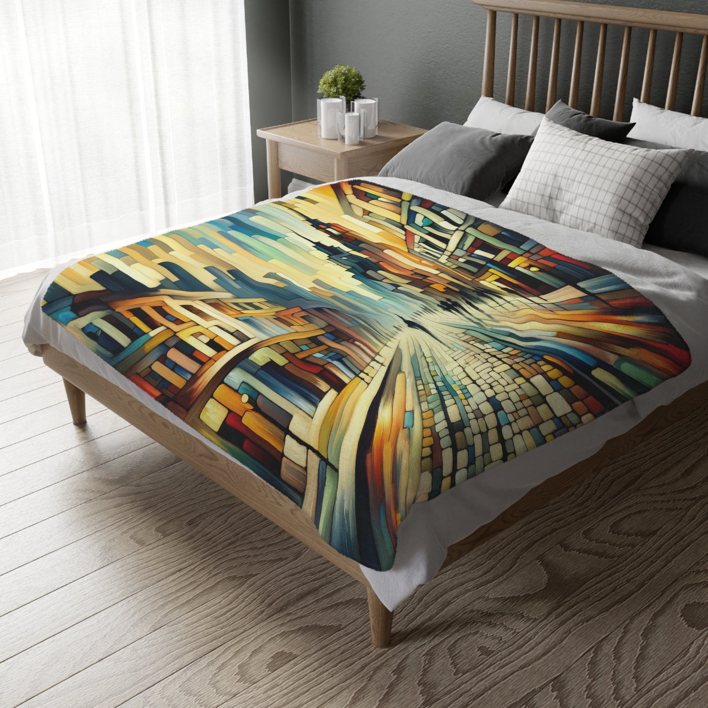 Cobbled Rhythm Heartbeat Velveteen Microfiber Blanket (Two-sided print)