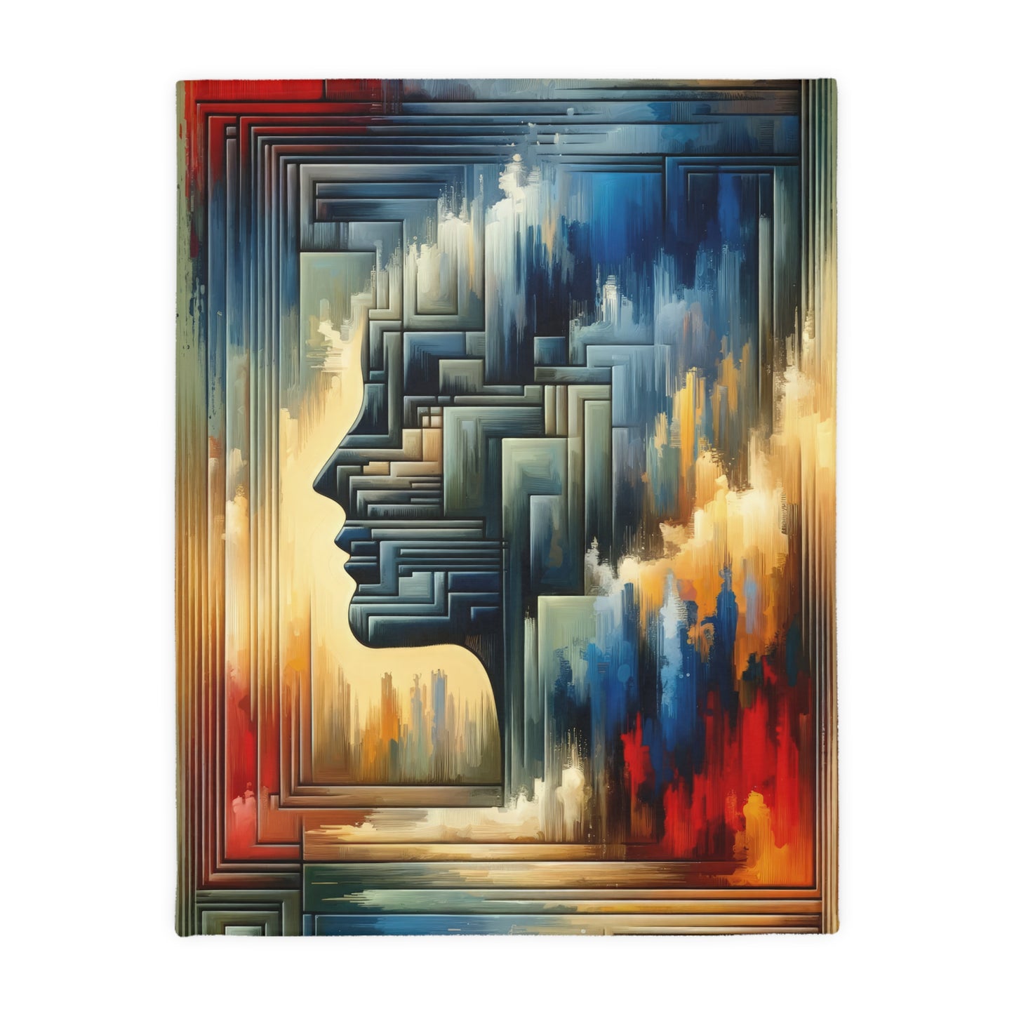 Abstract Geometric Boundaries Velveteen Microfiber Blanket (Two-sided print)