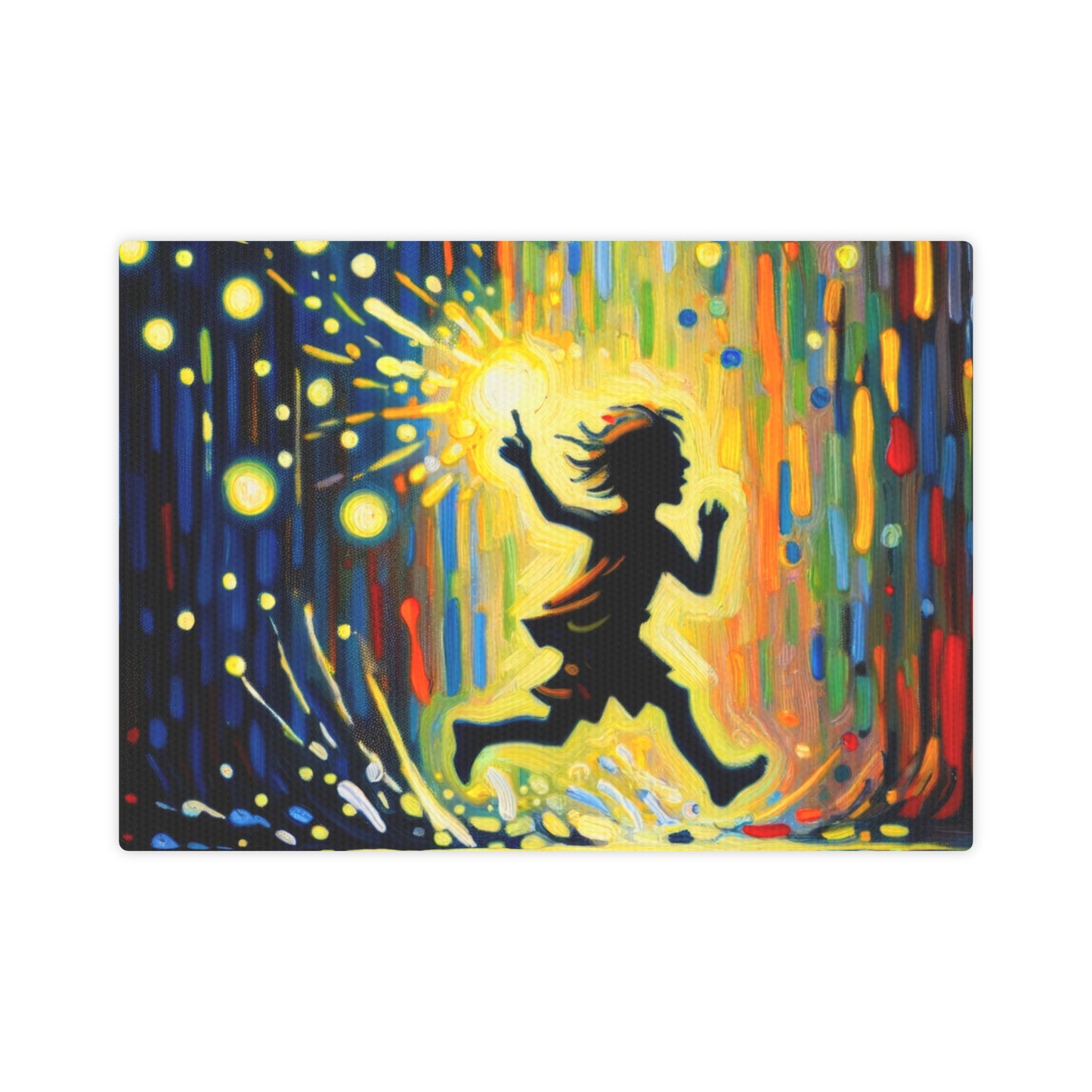 Child Firefly Chase Canvas Photo Tile