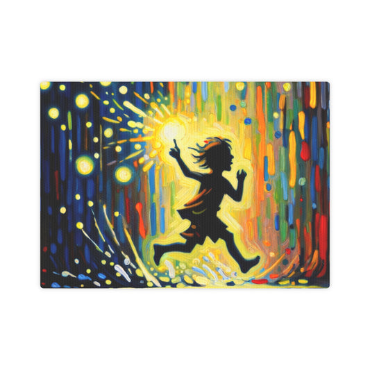 Child Firefly Chase Canvas Photo Tile