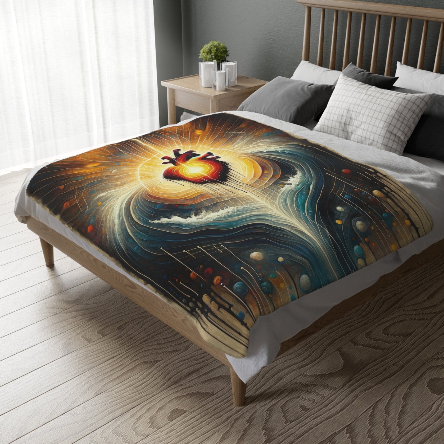 Awakened Heart Waves Velveteen Microfiber Blanket (Two-sided print)