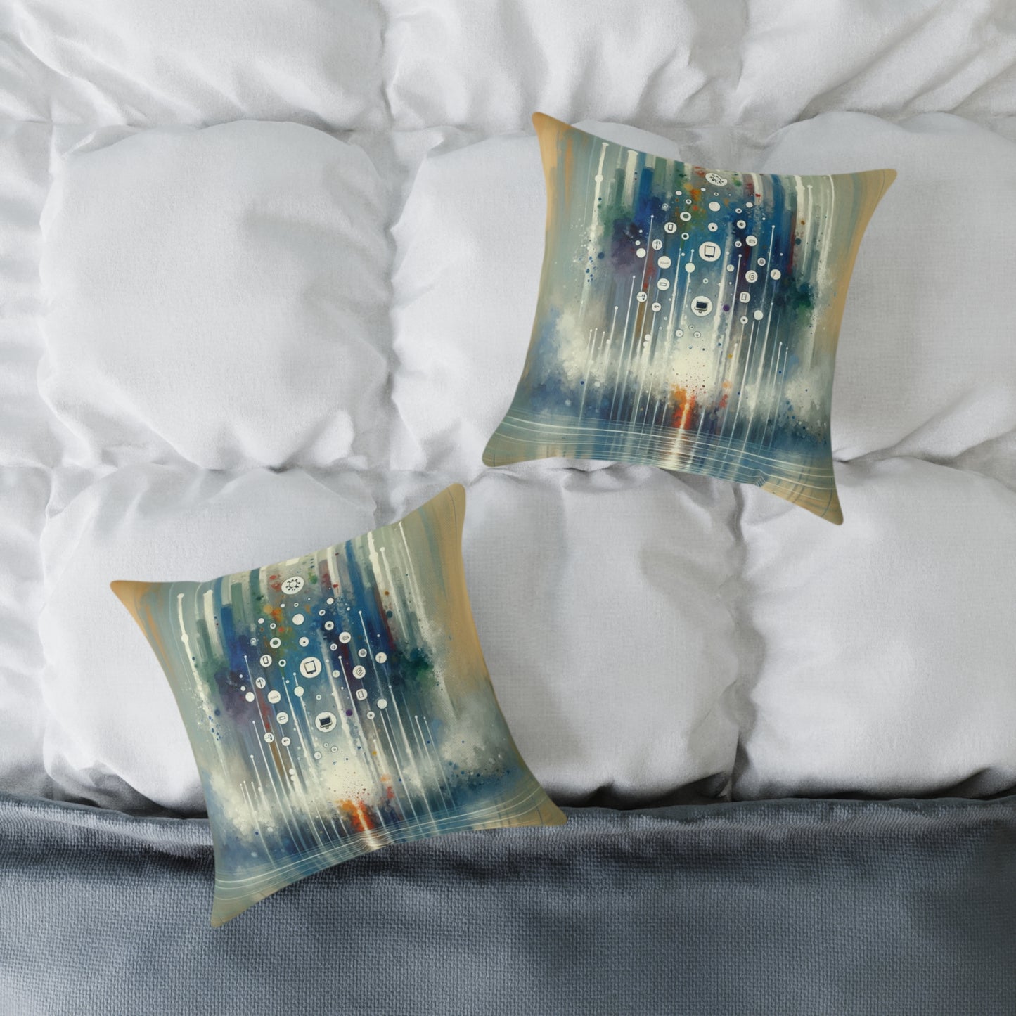 Tachism Digital Escape Spun Polyester Pillow