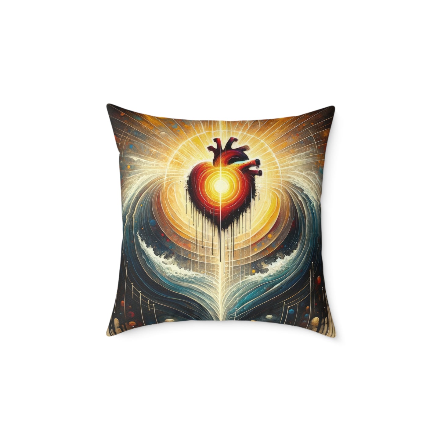 Awakened Heart Waves Spun Polyester Pillow