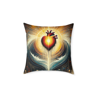 Awakened Heart Waves Spun Polyester Pillow
