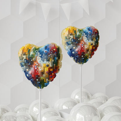 Connected Chromatic Tachism Balloon (Round and Heart-shaped), 11"