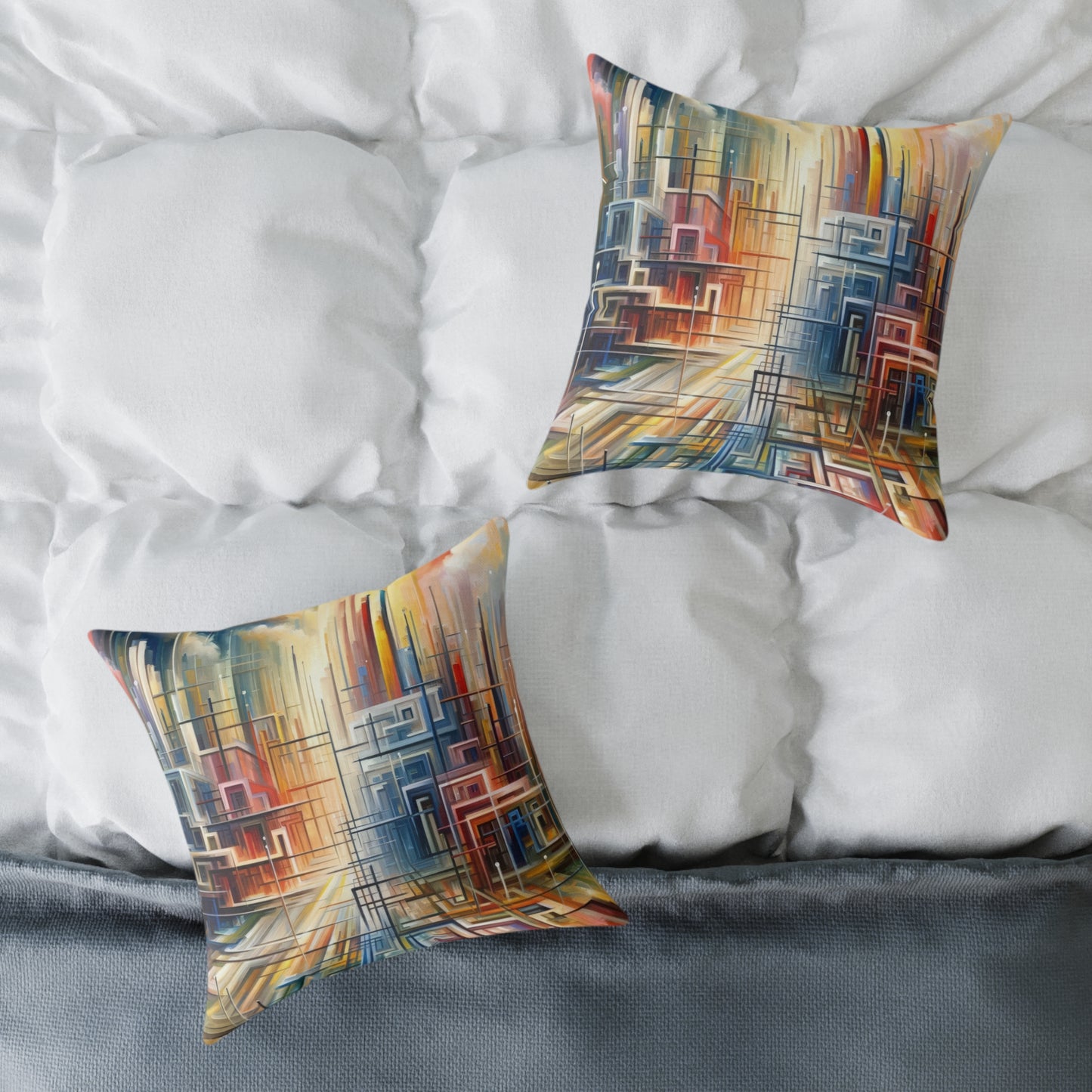 Urban Flow Interconnectedness Spun Polyester Pillow