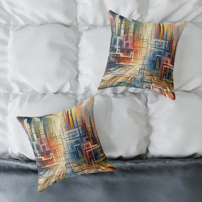 Urban Flow Interconnectedness Spun Polyester Pillow