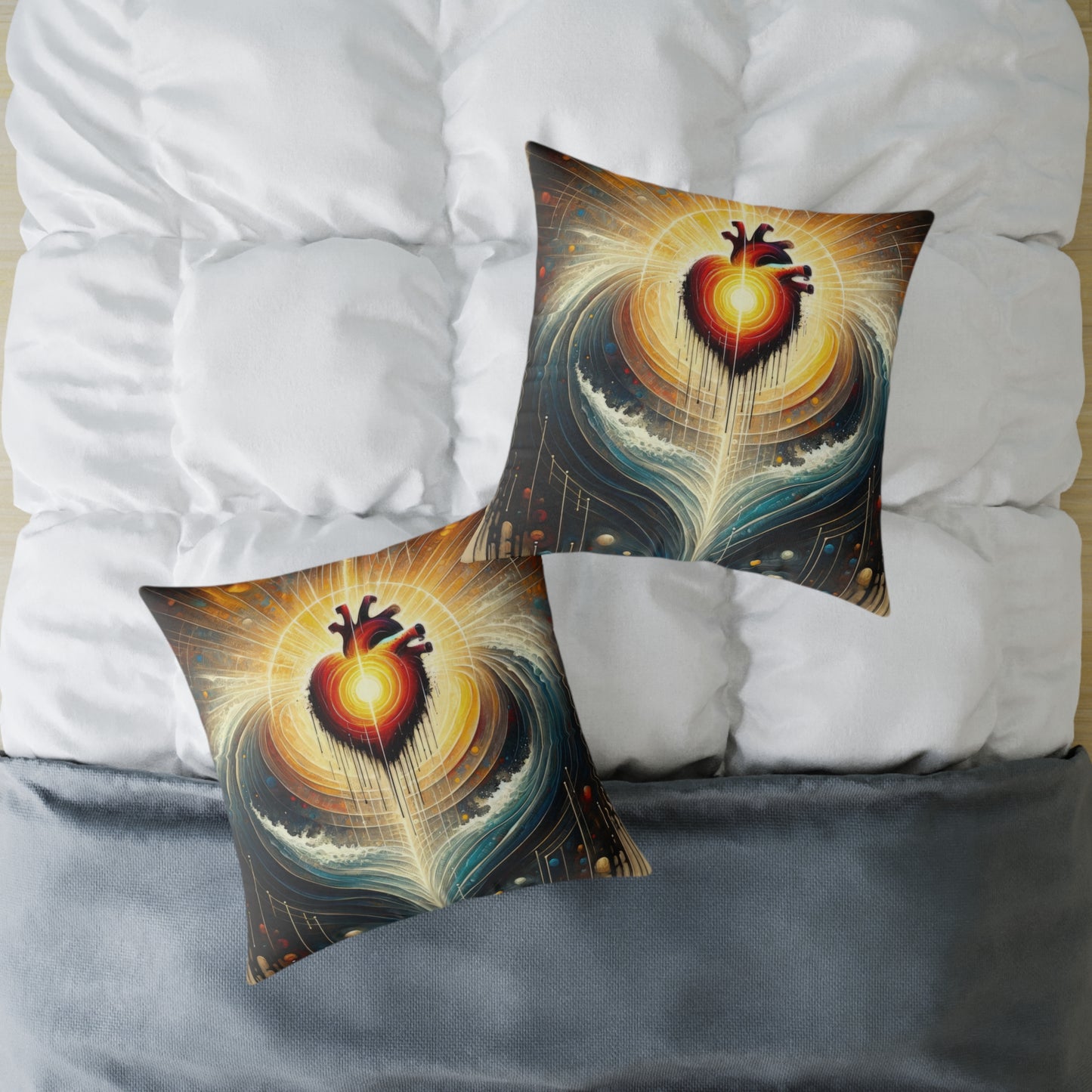 Awakened Heart Waves Spun Polyester Pillow