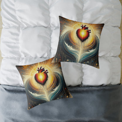 Awakened Heart Waves Spun Polyester Pillow