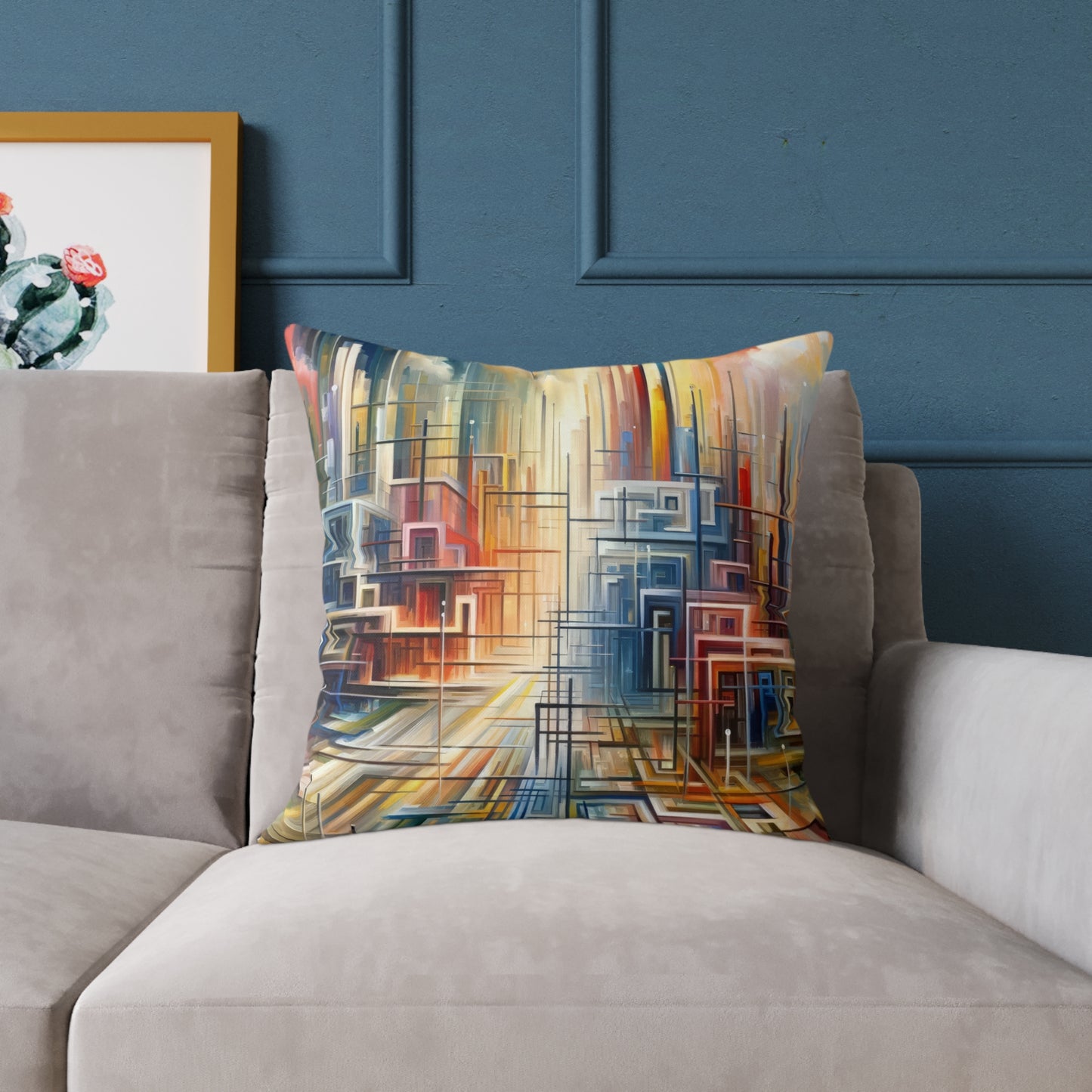 Urban Flow Interconnectedness Spun Polyester Pillow