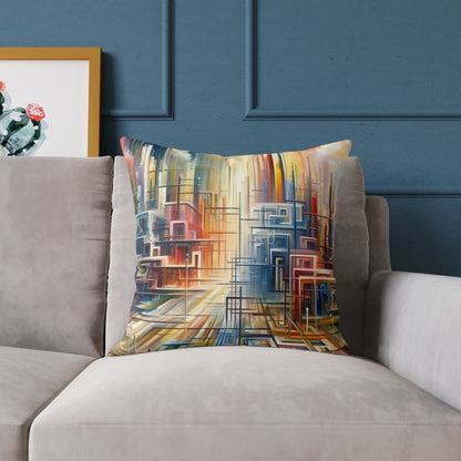 Urban Flow Interconnectedness Spun Polyester Pillow