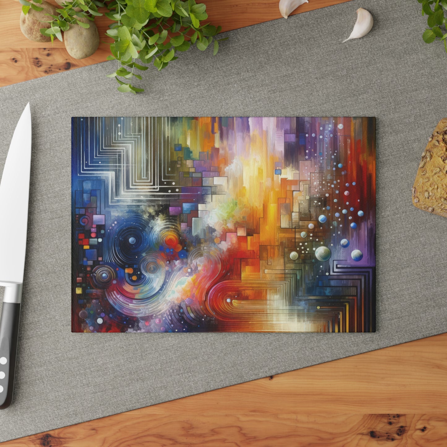 Abstract Technicolor Synthesis Glass Cutting Board