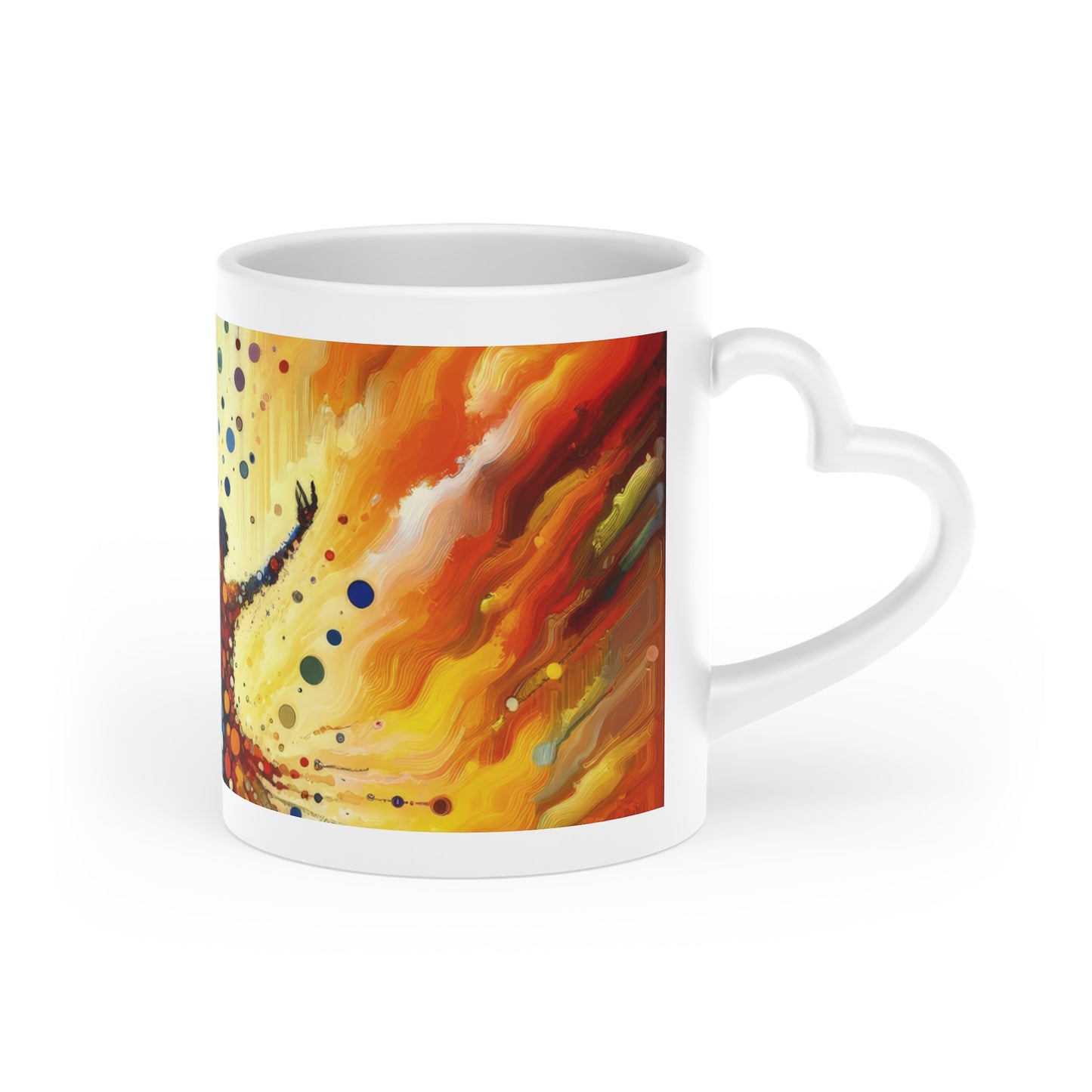 Vibrant Growth Symphony Heart-Shaped Mug