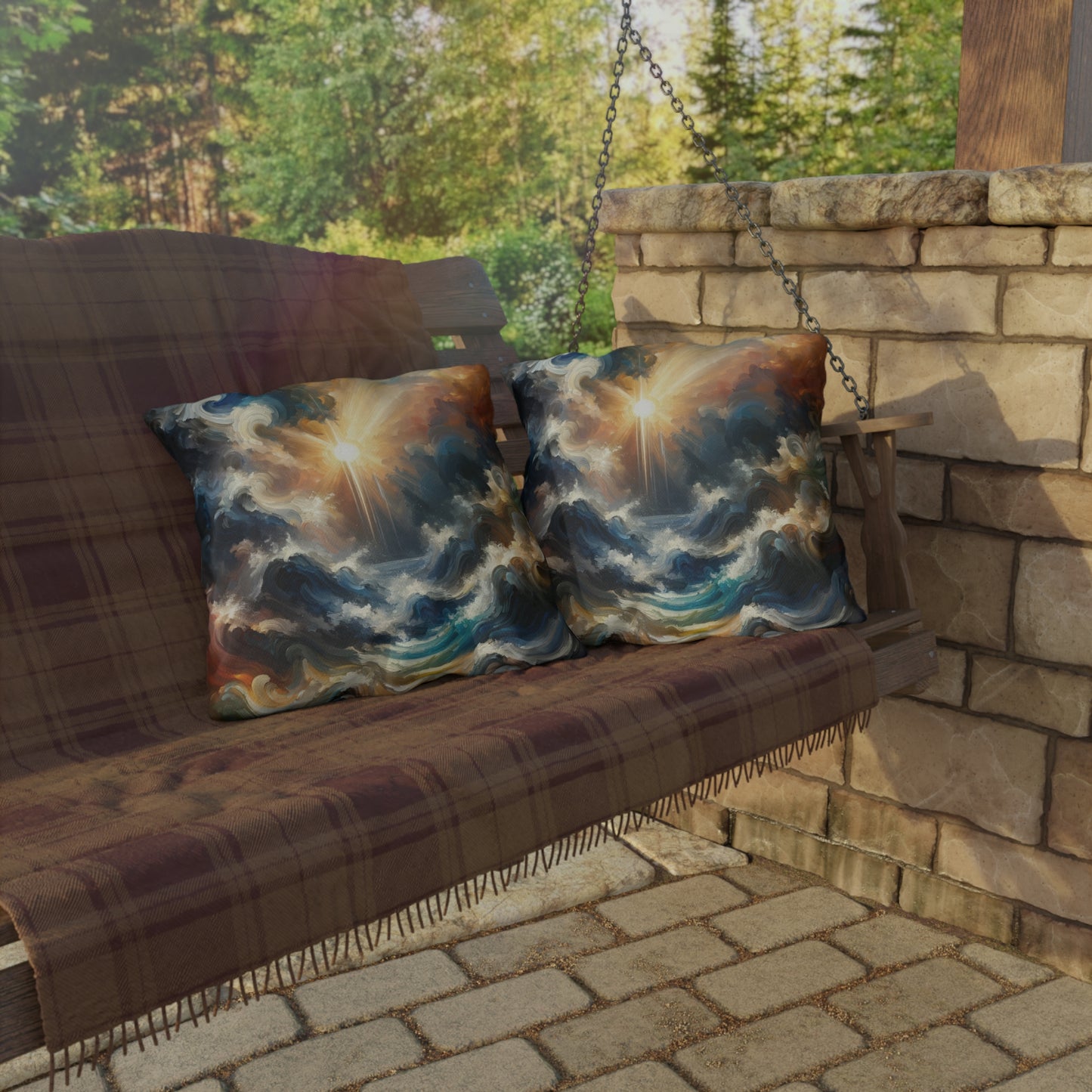 Tumultuous Sea Enlightenment Outdoor Pillows