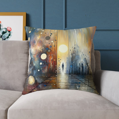Stillness Transition Abstract Spun Polyester Pillow
