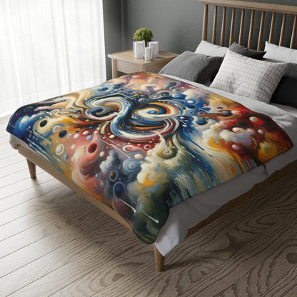 Paradoxical Embrace Tachism Velveteen Microfiber Blanket (Two-sided print)