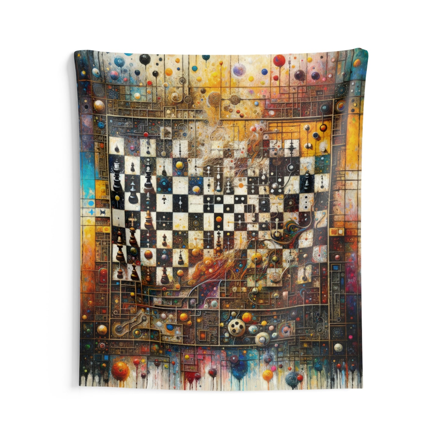 Cosmic Chess Integration Indoor Wall Tapestries