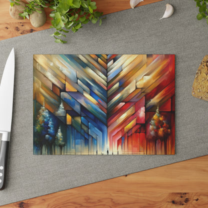 Anchored Tenets Abstraction Glass Cutting Board