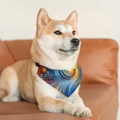 Digital Tachism Connectivity Pet Bandana Collar