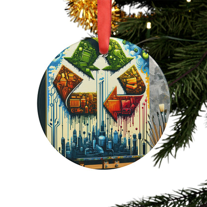 Upcycling Lifecycle Artistry Acrylic Ornament with Ribbon