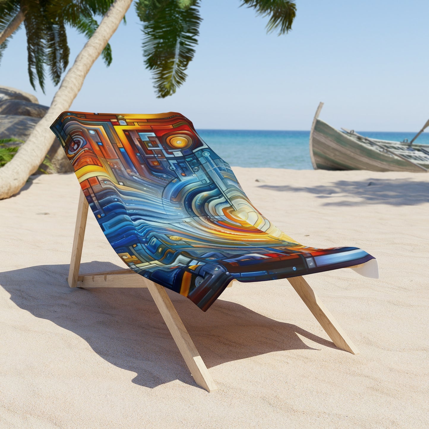 Digital Tachism Connectivity Beach Towel