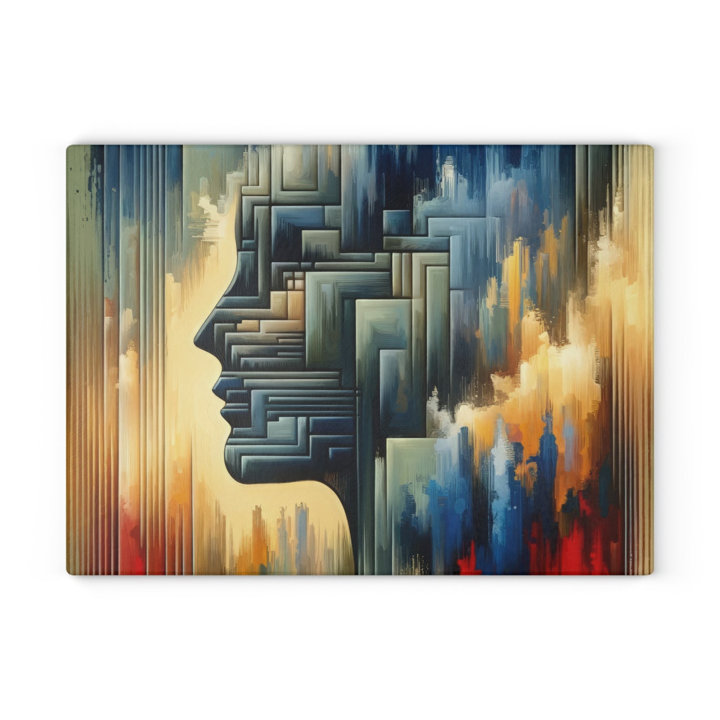 Abstract Geometric Boundaries Glass Cutting Board