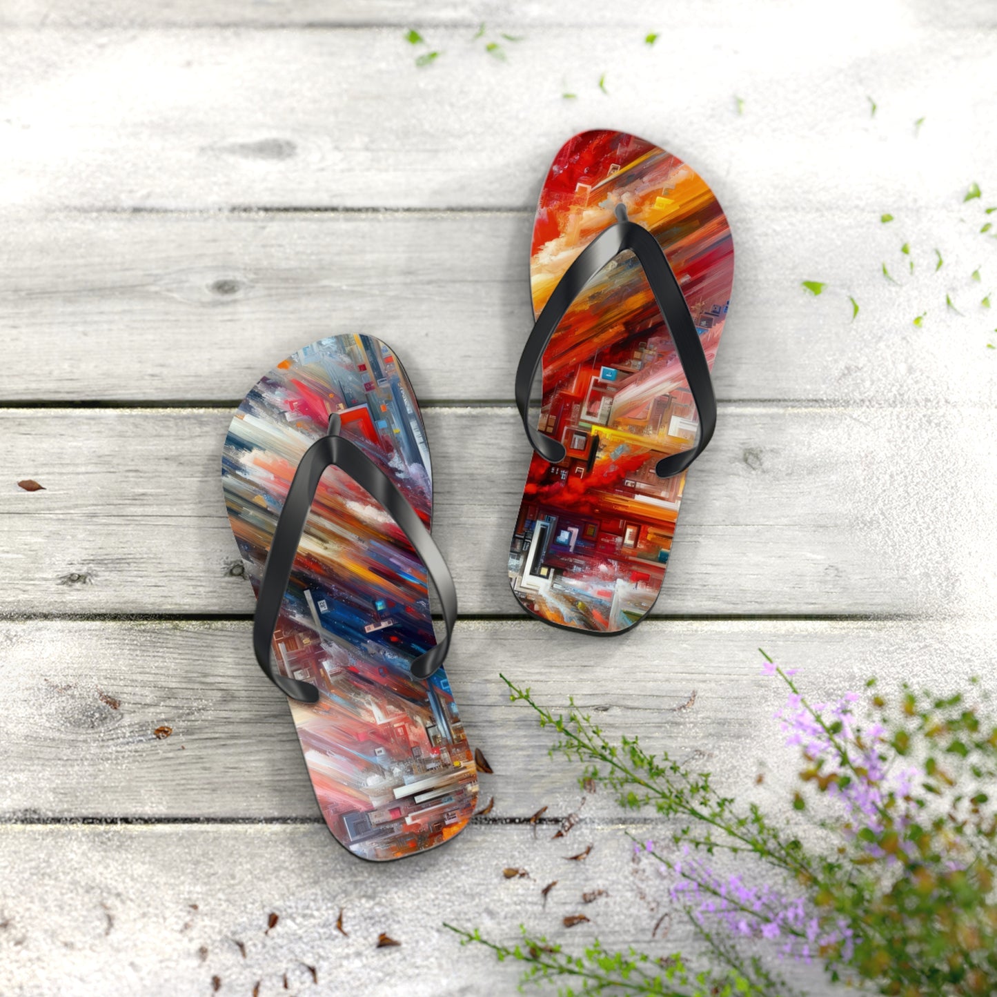 Digital Chaos Symphony Flip Flops