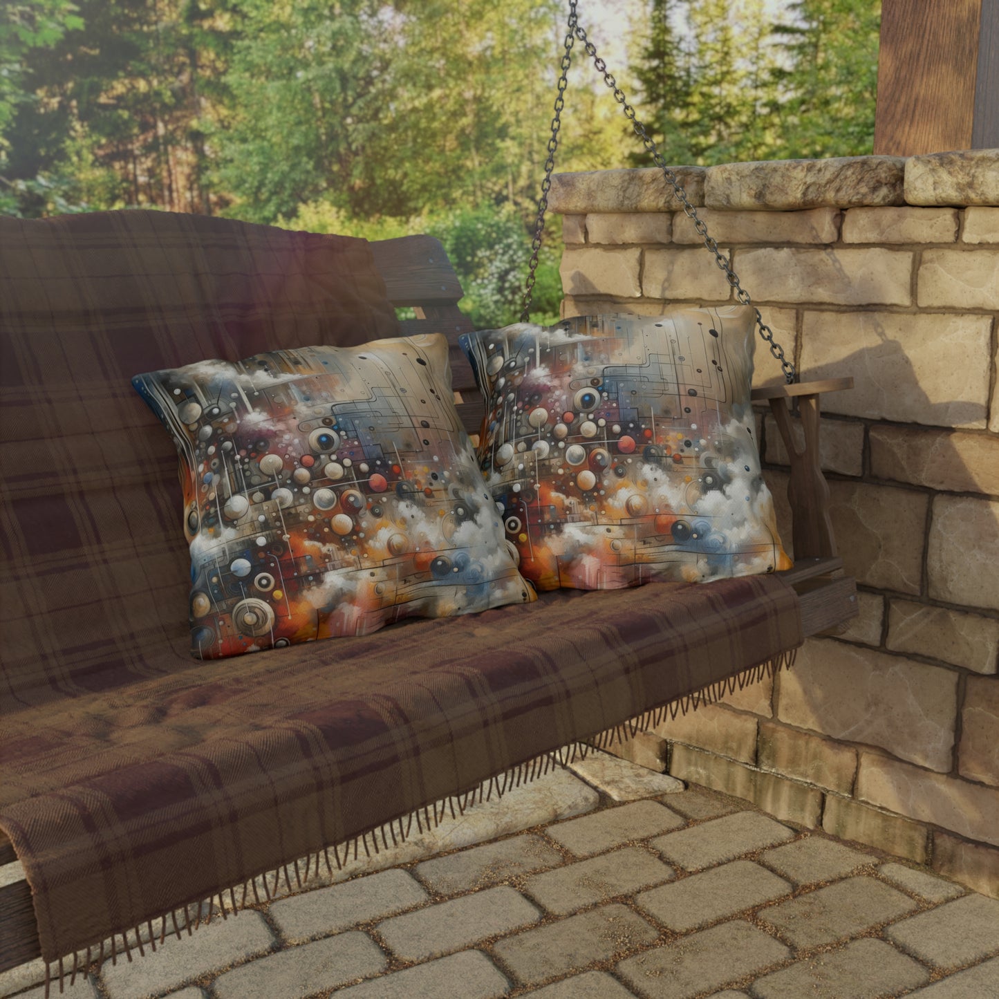 Abstract Mechanical Harmony Outdoor Pillows