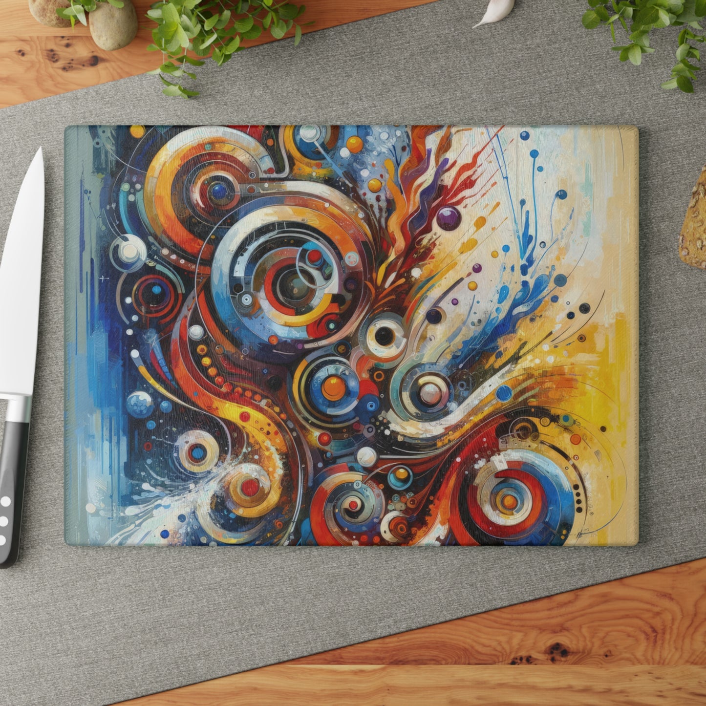 Harmonic Abstract Synergy Glass Cutting Board