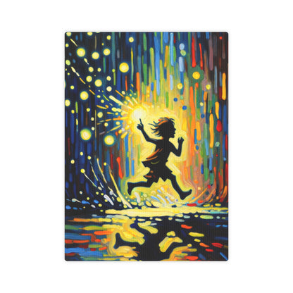 Child Firefly Chase Canvas Photo Tile