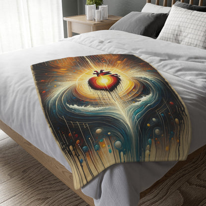 Awakened Heart Waves Velveteen Microfiber Blanket (Two-sided print)