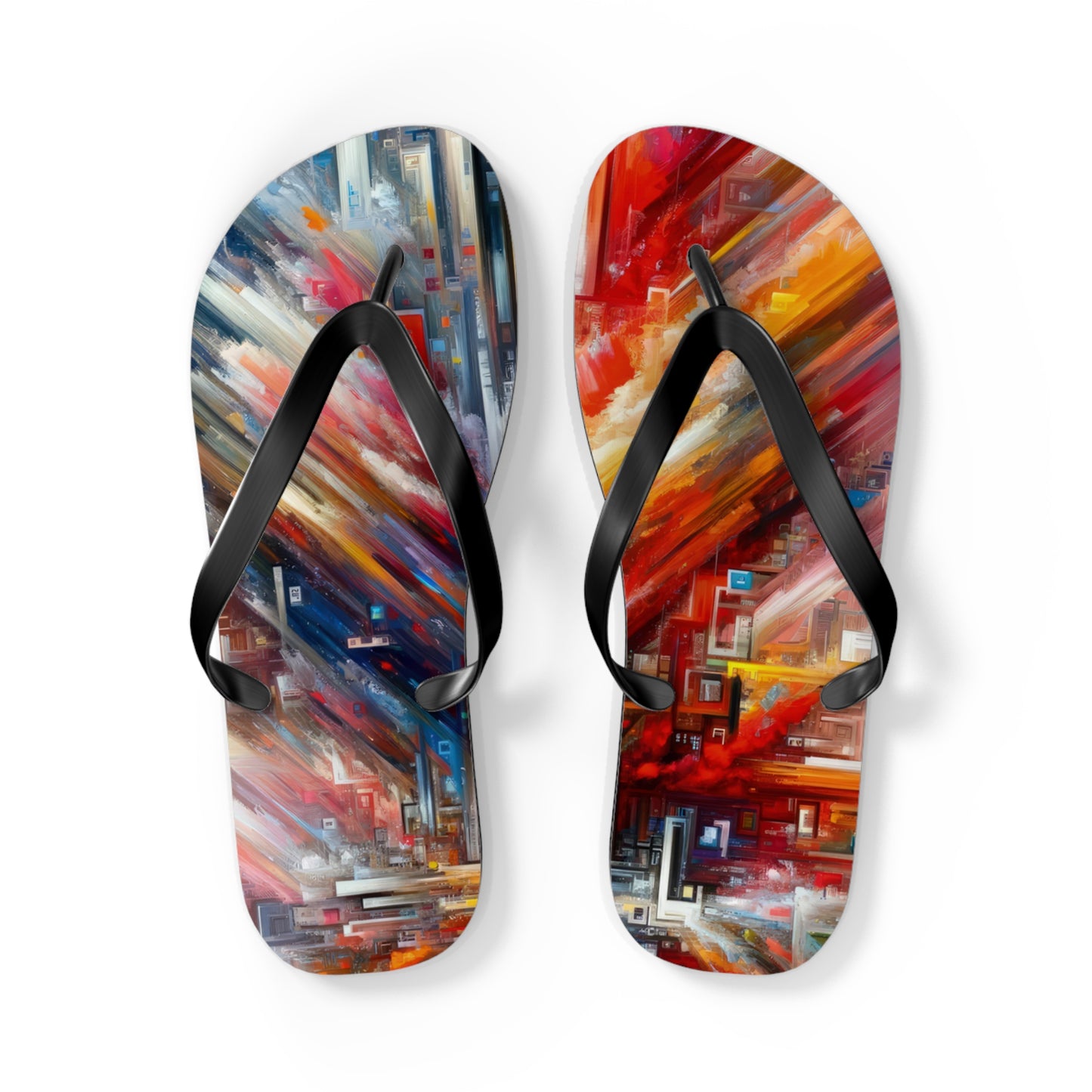 Digital Chaos Symphony Flip Flops