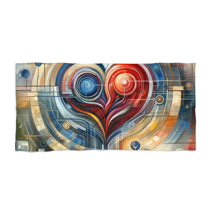 Techno Heart Harmony Beach Towel