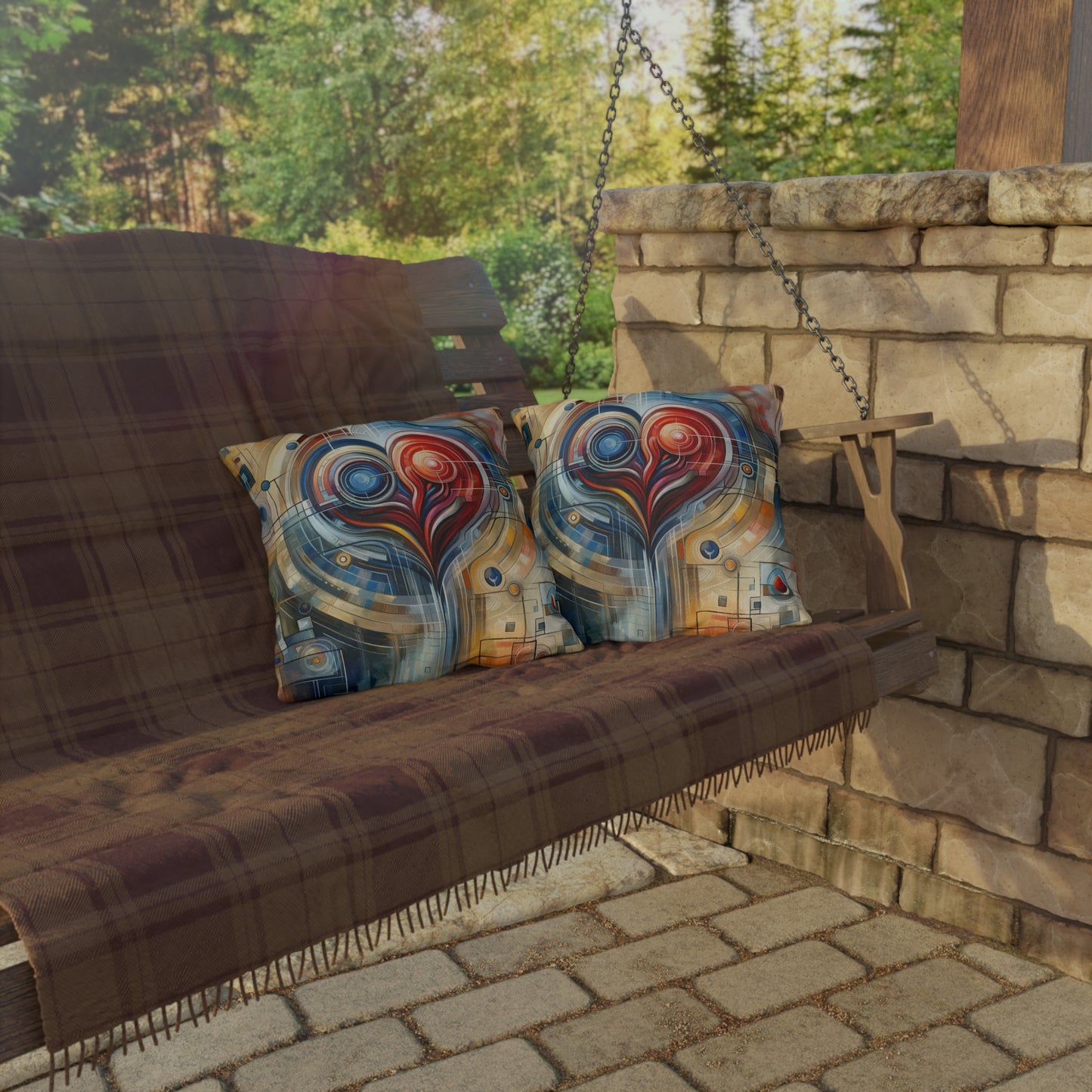 Techno Heart Harmony Outdoor Pillows