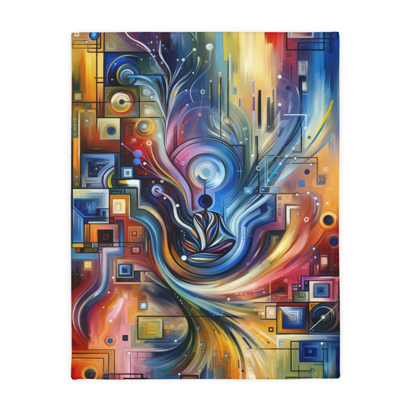 Digital Mindfulness Abstract Velveteen Microfiber Blanket (Two-sided print)