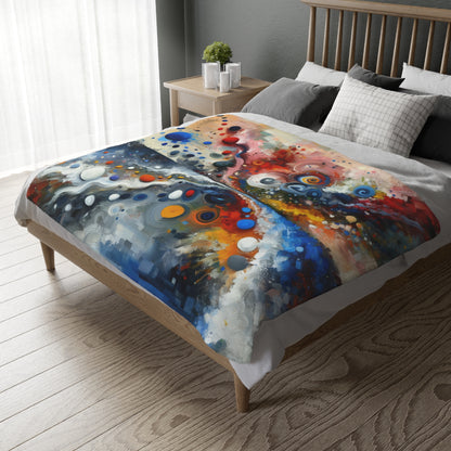 Unity Duality Abstraction Velveteen Microfiber Blanket (Two-sided print)