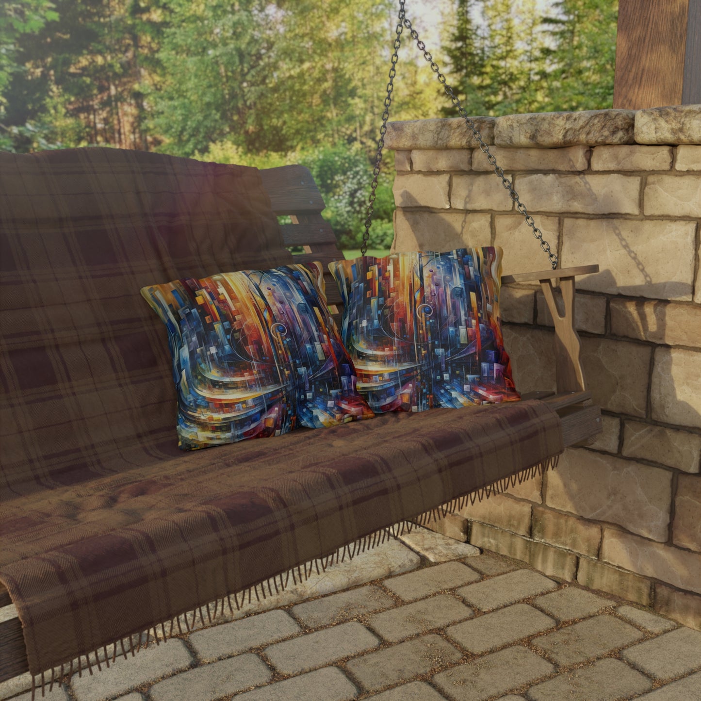 Symphonic Glass Resonance Outdoor Pillows