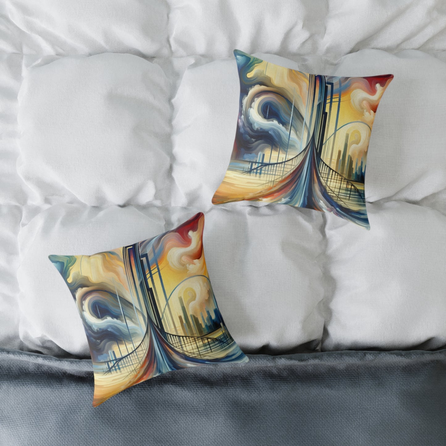 Conscious Bridge Tachism Spun Polyester Pillow