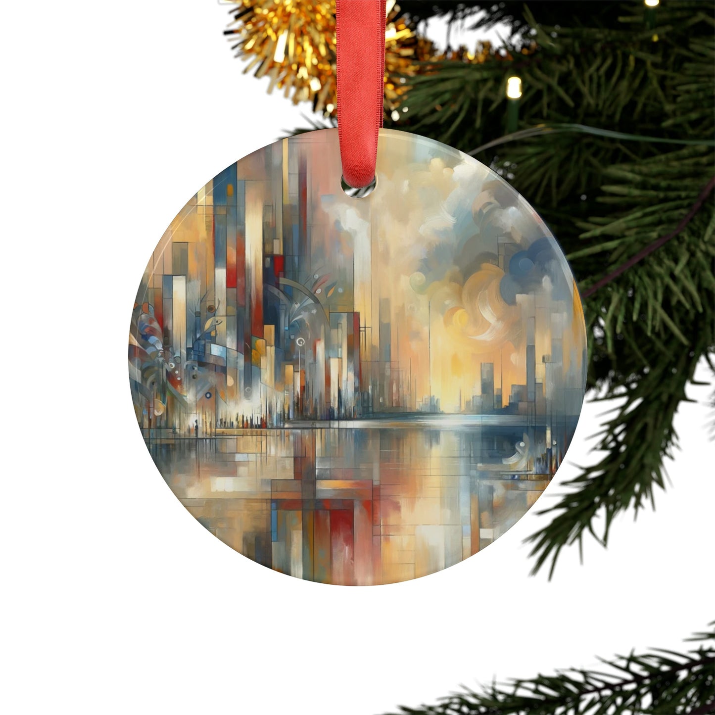 Abstract Buzzing Stillness Acrylic Ornament with Ribbon - ATUH.ART