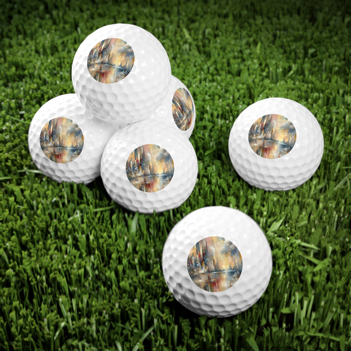 Abstract Buzzing Stillness Golf Balls, 6pcs - ATUH.ART
