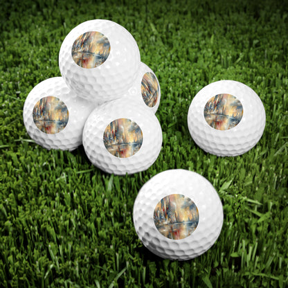 Abstract Buzzing Stillness Golf Balls, 6pcs - ATUH.ART