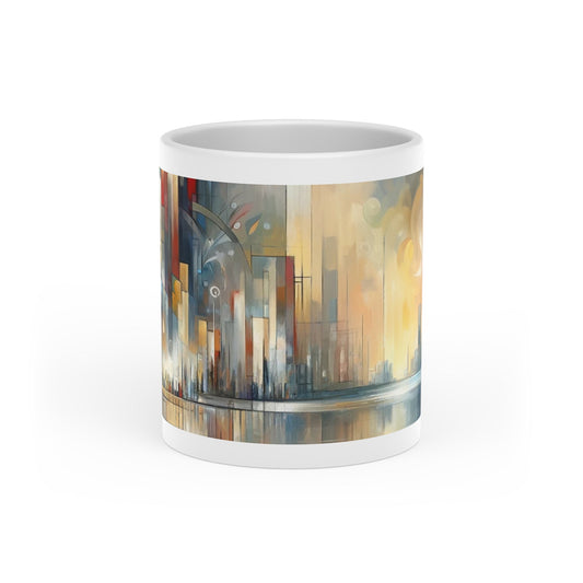 Abstract Buzzing Stillness Heart-Shaped Mug - ATUH.ART