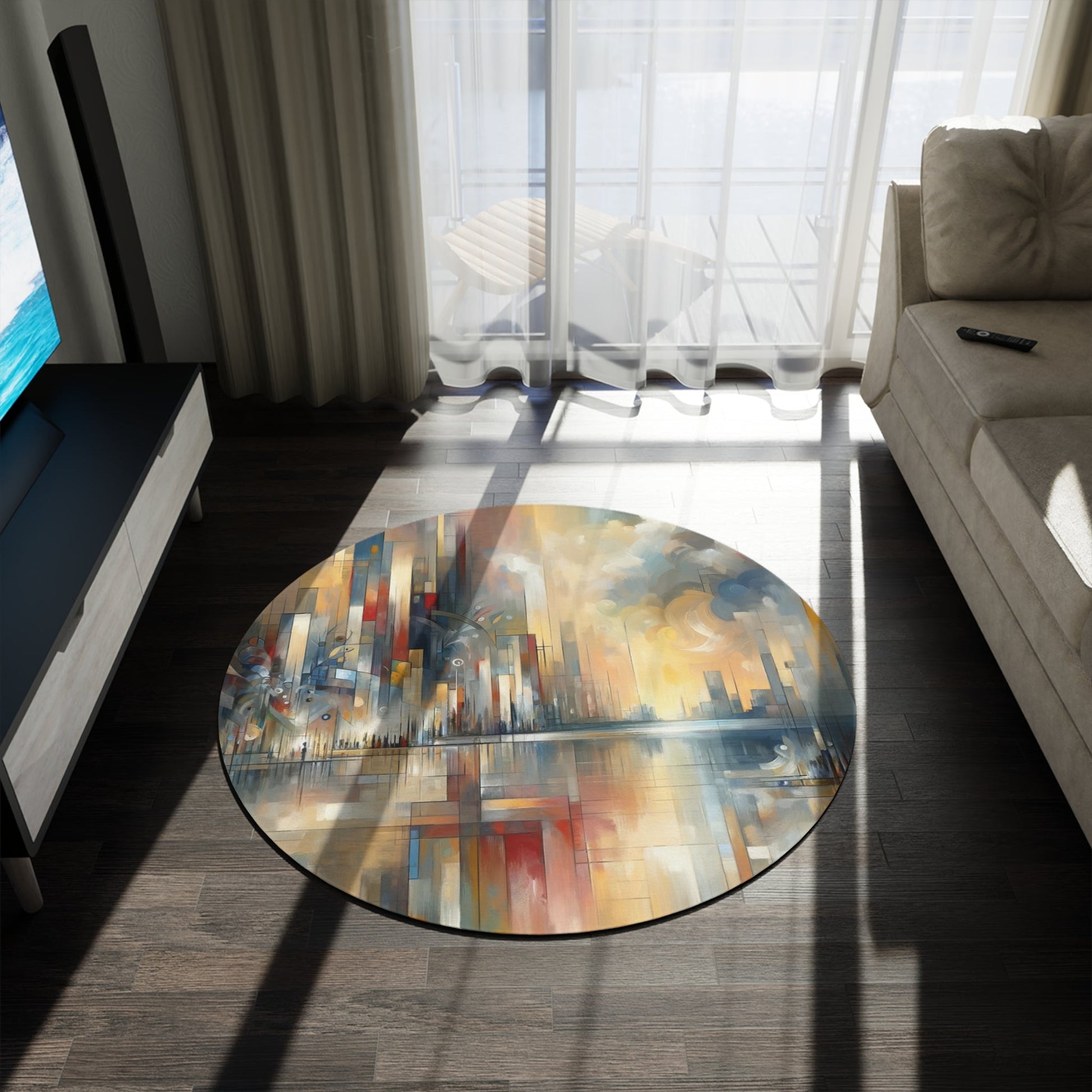 Abstract Buzzing Stillness Round Rug - ATUH.ART
