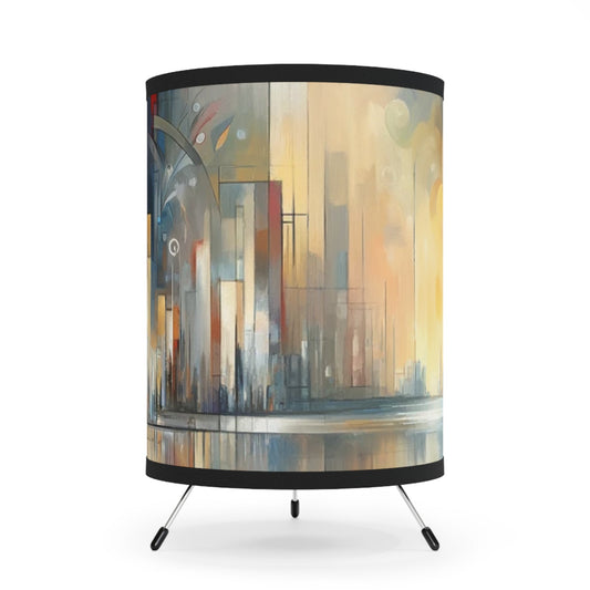 Abstract Buzzing Stillness Tripod Lamp with High-Res Printed Shade, US\CA plug - ATUH.ART