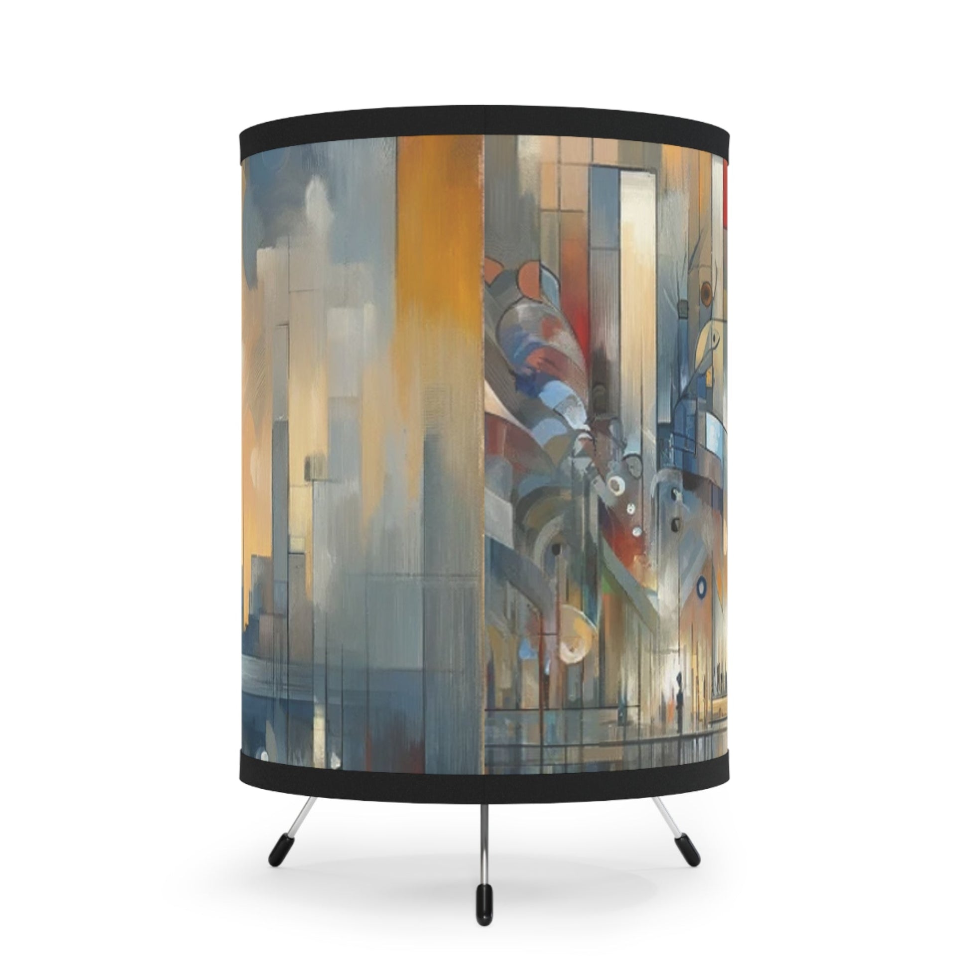Abstract Buzzing Stillness Tripod Lamp with High-Res Printed Shade, US\CA plug - ATUH.ART