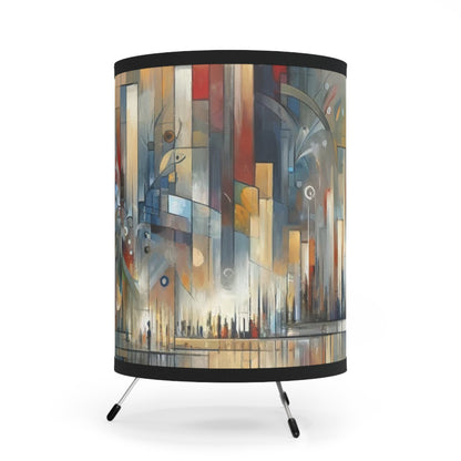 Abstract Buzzing Stillness Tripod Lamp with High-Res Printed Shade, US\CA plug - ATUH.ART