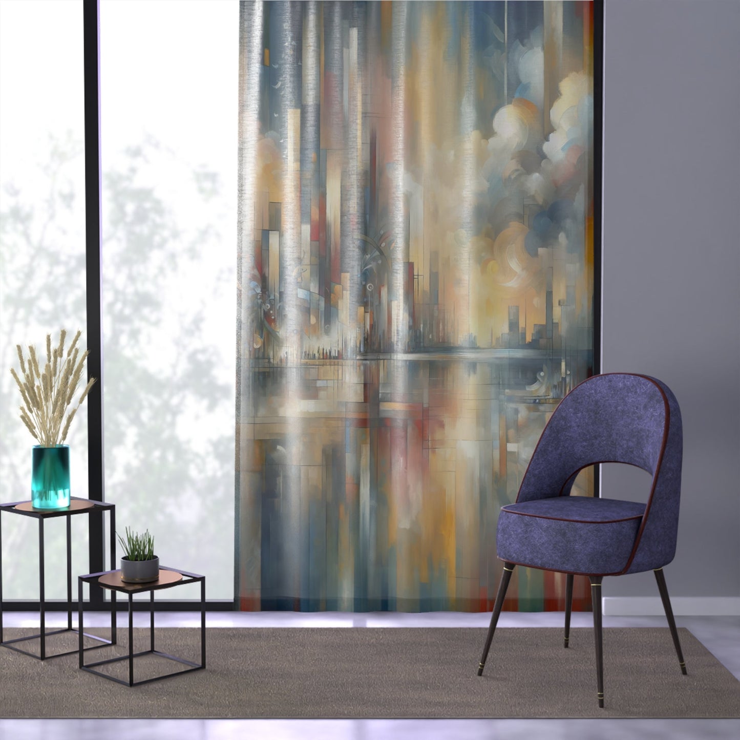 Abstract Buzzing Stillness Window Curtain - ATUH.ART