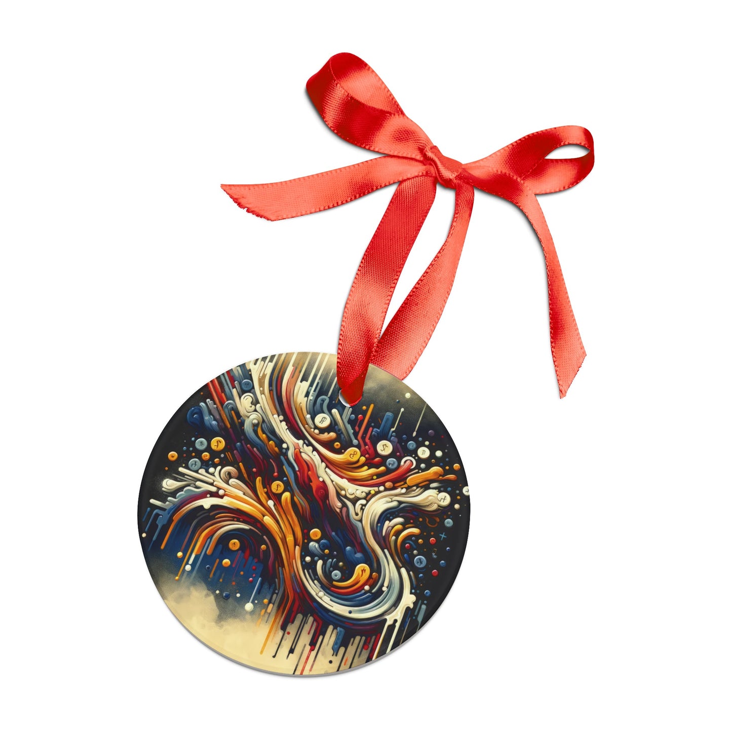 Abstract Financial Flux Acrylic Ornament with Ribbon - ATUH.ART