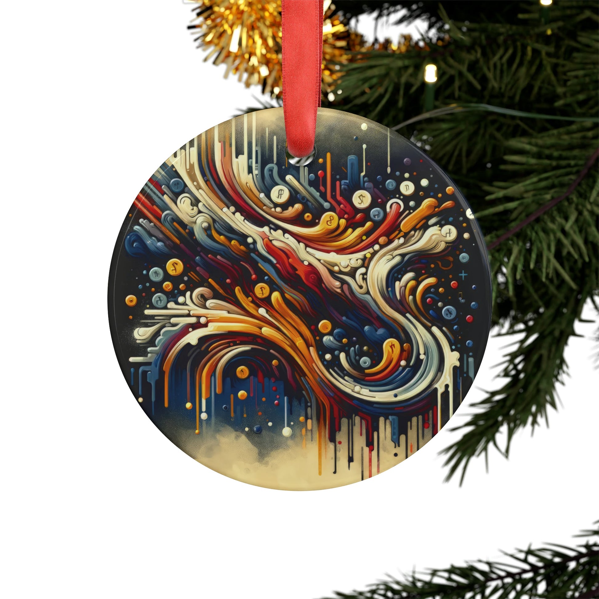 Abstract Financial Flux Acrylic Ornament with Ribbon - ATUH.ART
